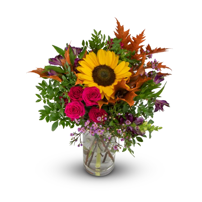 Autumn bouquet with sunflowers